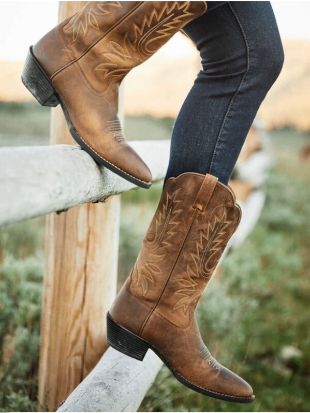Ariat Brown Western Embroidered Leather Heeled Boots